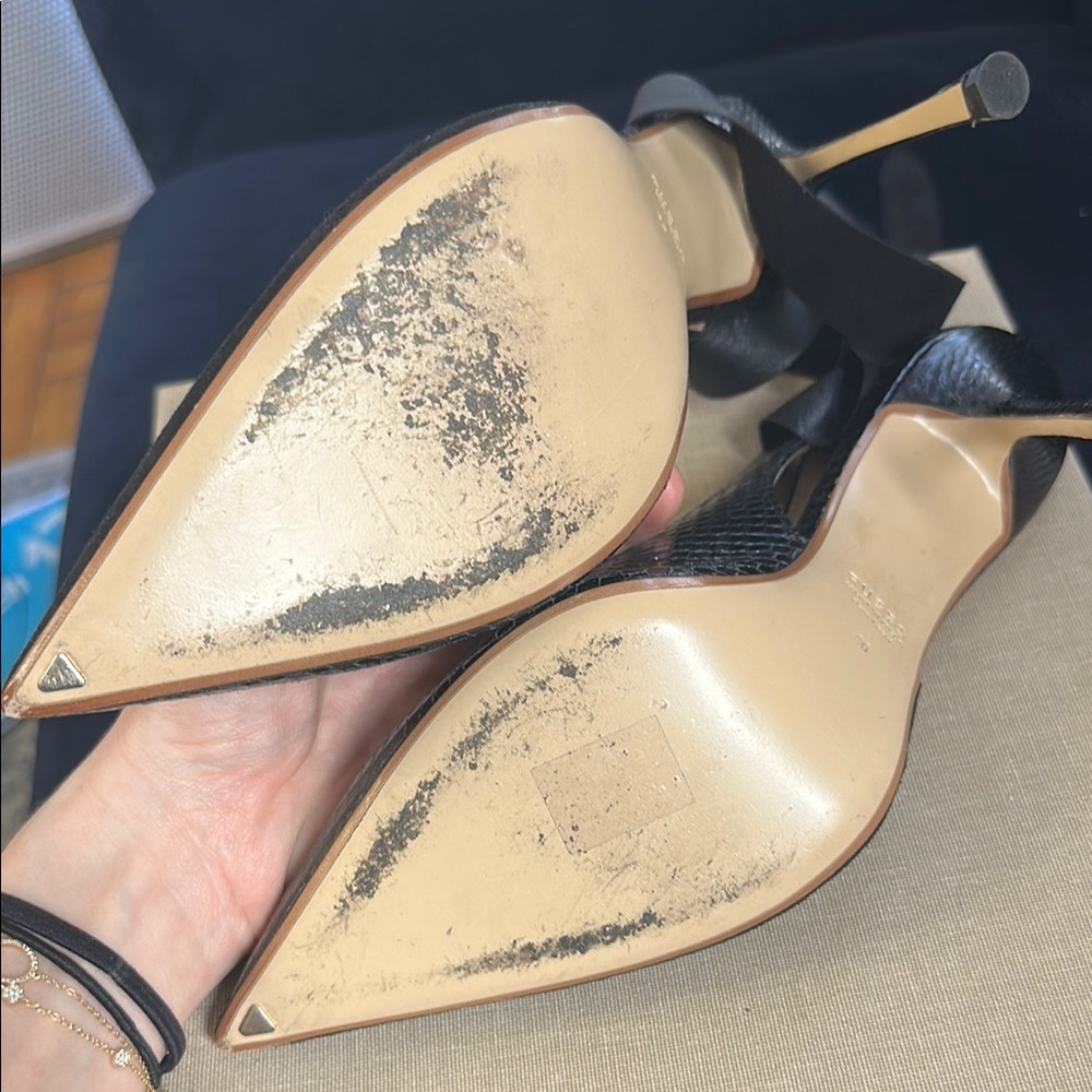 Francesco Russo Snakeskin/Suede Ankle Wrap Stiletto Heels - Picture 3 of 3